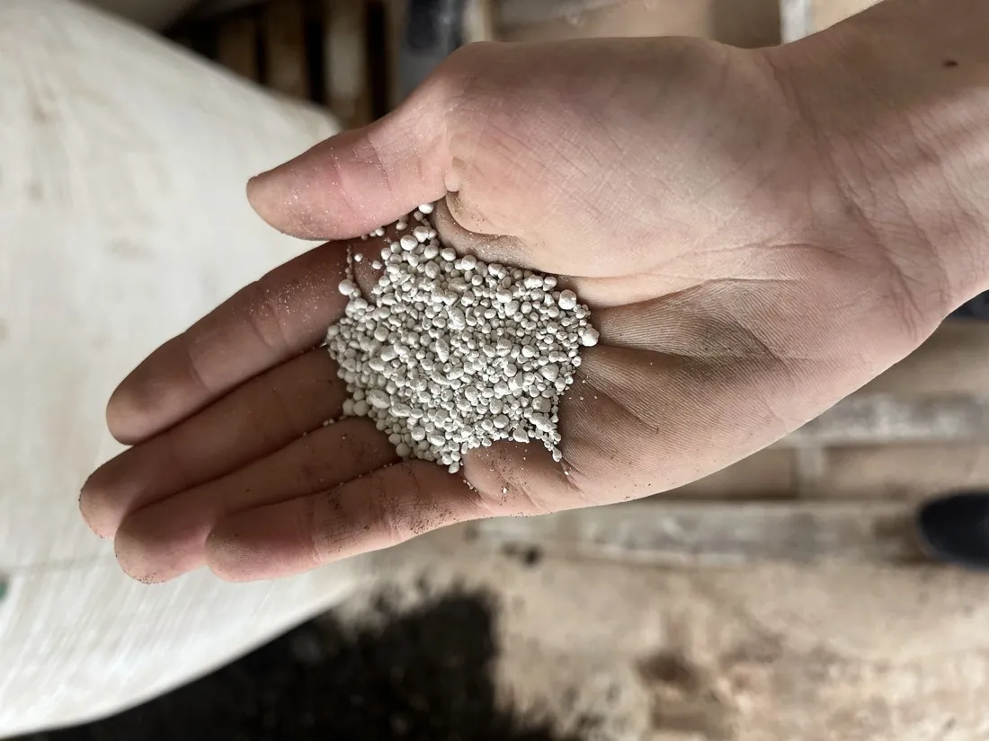 Gránulos de 2 a 5 mm en la mano